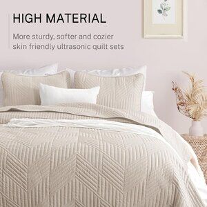 Ultrasonic Full Queen Quilt Bedding Set, Lightweight Brich